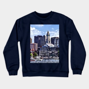 Boston MA - Skyline With Custom House Tower Crewneck Sweatshirt